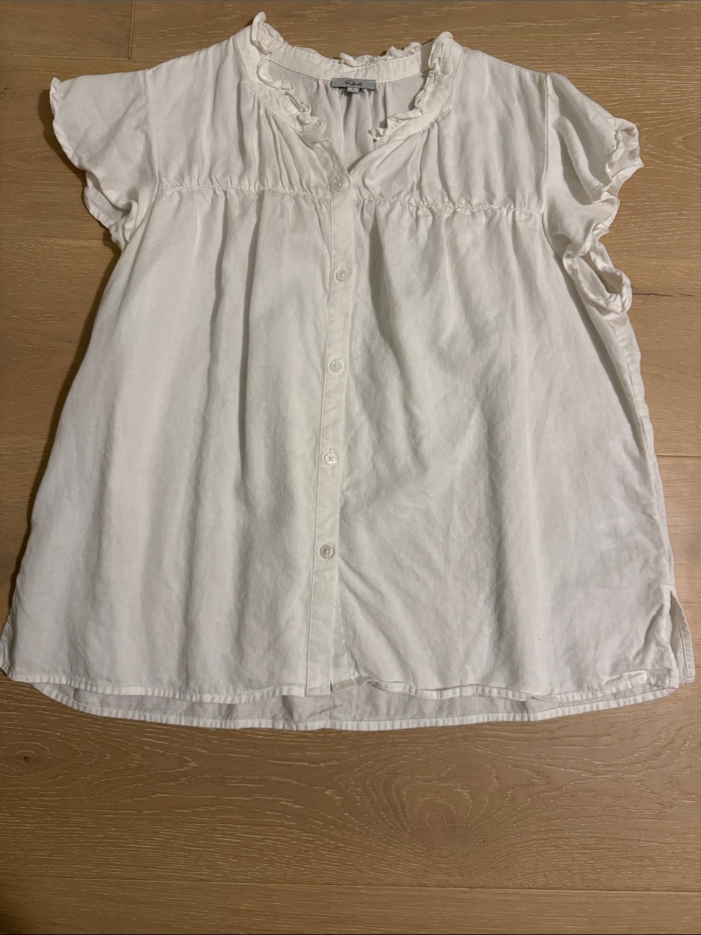 Rails White Ruffle Button-Front Blouse